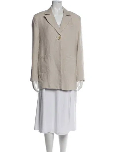 Pre-owned Ganni Linen Blazer In Neutral