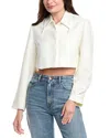 Ganni Linen-blend Blazer In White