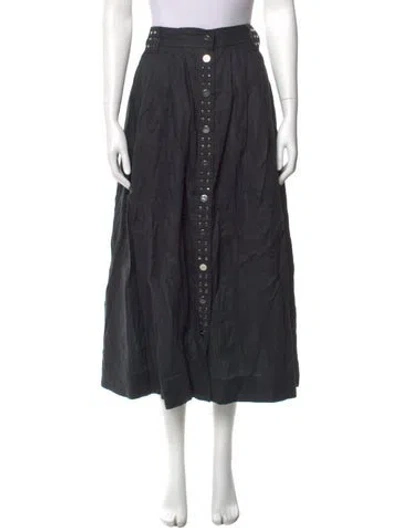 Pre-owned Ganni Linen Midi Length Skirt W/ Tags In Gray