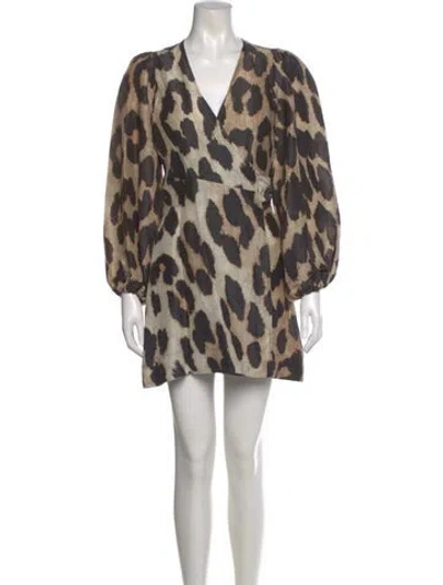 Pre-owned Ganni Linen Mini Dress