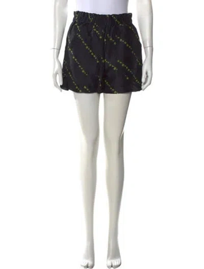 Pre-owned Ganni Linen Mini Shorts In Black
