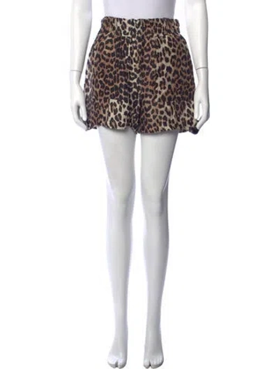 Pre-owned Ganni Linen Mini Shorts In Multicolor