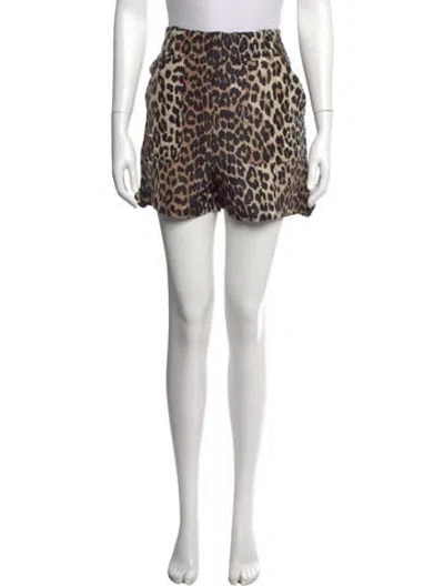 Pre-owned Ganni Linen Mini Shorts In Neutral