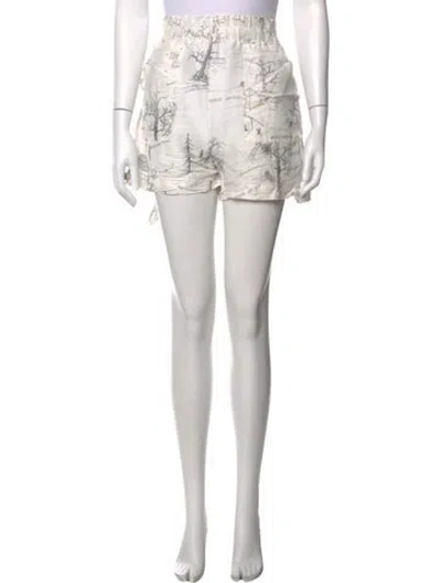 Pre-owned Ganni Linen Mini Shorts In Neutrals