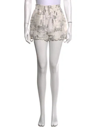 Pre-owned Ganni Linen Mini Shorts In Neutrals