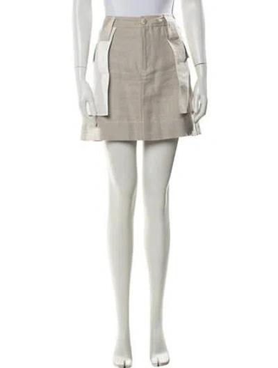 Pre-owned Ganni Linen Mini Skirt In Neutral