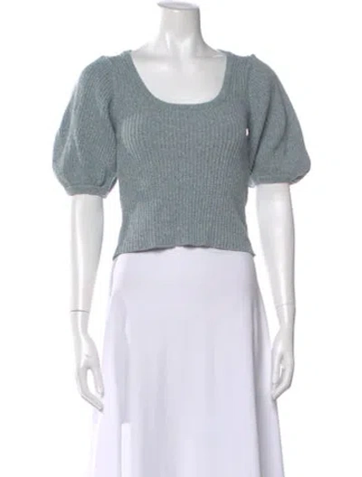 Pre-owned Ganni Linen Square Neckline Crop Top In White