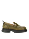 Ganni Logo Loafer Chunky Sole Glossy Finish In Green