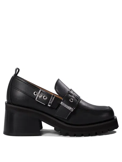 Ganni Loafers With Platform And Buckle Loafers & Slippers Black
