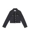 Ganni Washed Black Heavy Cropped Denim Jacket In Black
