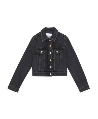 GANNI GANNI WASHED CROPPED DENIM JACKET