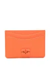 Ganni Logo-appliqué Cardholder In Orange