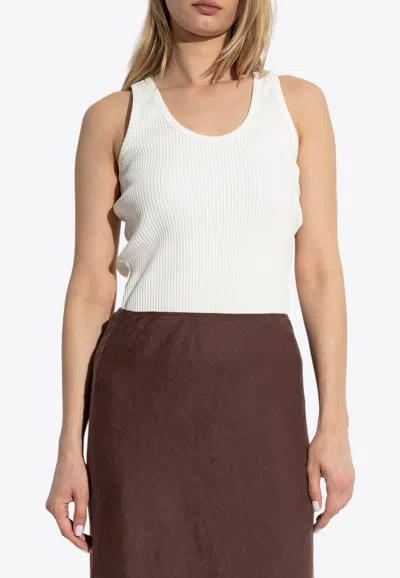 GANNI LOGO APPLIQUÉ RIBBED TANK TOP