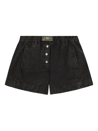 Ganni Shorts Mit Logo-applikation In Black