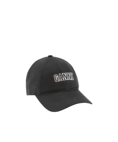Ganni Logo Baseball Cap In Black