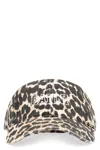 Ganni Womens Leopard Logo-embroidered Animal-printorganic-cotton Cap In Multicolor