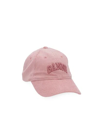 Ganni Corduroy Cap In Pink