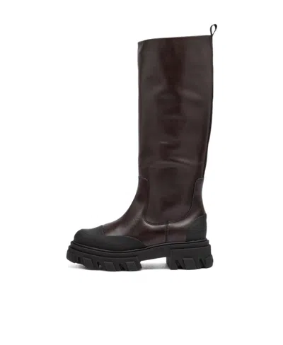 Ganni Logo Boots In Black