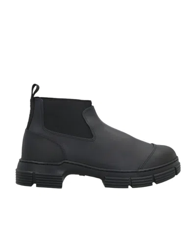 Ganni Logo Boots In Black