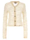 Ganni Sheer Open-knit Cardigan In Panna
