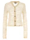 Ganni Sheer Open-knit Cardigan In White