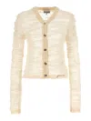 Ganni Sheer Open-knit Cardigan In White