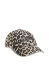 Ganni Leopard-print Canvas Baseball Cap Women In Brown
