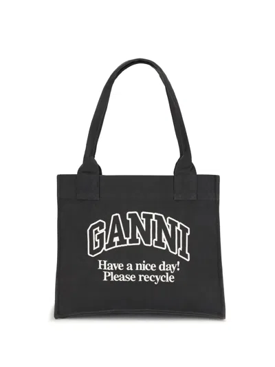 Ganni Logo Canvas Tote Bag