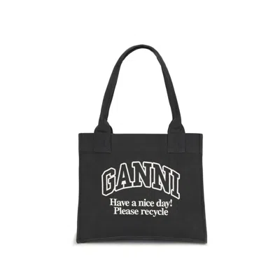 GANNI LOGO CANVAS TOTE BAG