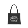 Ganni Recycled Cotton Large Tote Bag In Gray