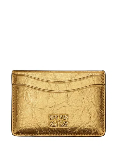 Ganni Logo Cardholder In Gold