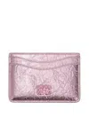 Ganni Logo Cardholder In Pink