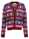 GANNI LOGO CARDIGAN SWEATER, CARDIGANS MULTICOLOR