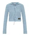 Ganni Blue Tie String Cardigan In Blue
