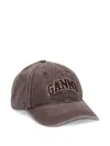Ganni Logo-detail Baseball Cap In Brown