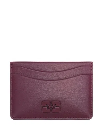 Ganni Logo-detail Cardholder In Brown