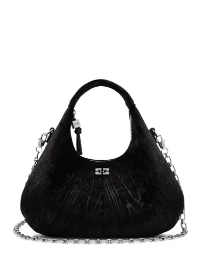 Ganni Logo-detail Chain Tote Bag In Black