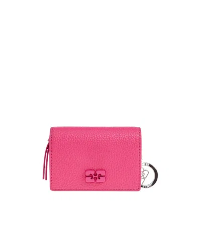 Ganni Logo Detailed Wallet In Pink