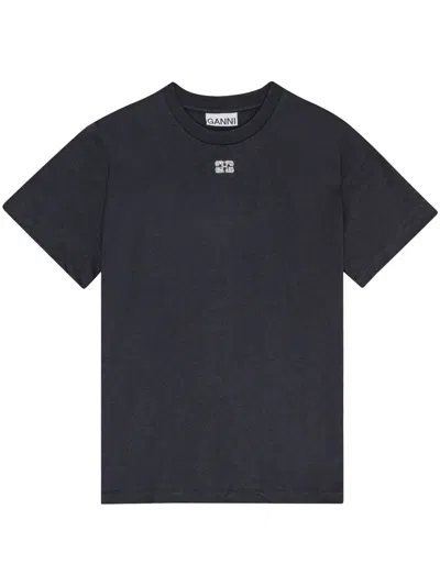 GANNI LOGO-EMBELLISHED COTTON T-SHIRT