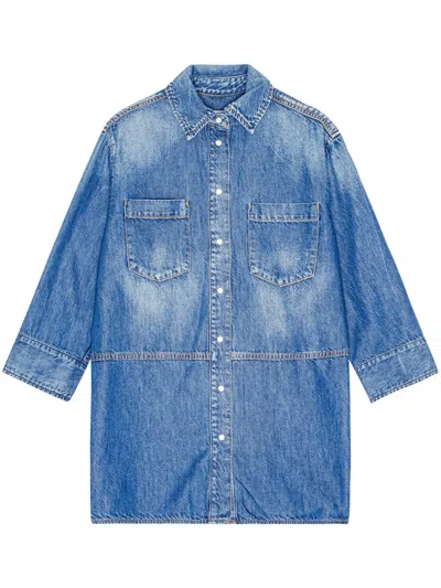 Ganni Jeanshemd Mit Logo-verzierung In Blau