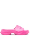 Ganni Logo-embossed Chunky Slides In Pink