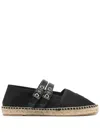 Ganni Buckled Canvas Espadrilles In Black