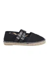 Ganni Buckled Canvas Espadrilles In Black