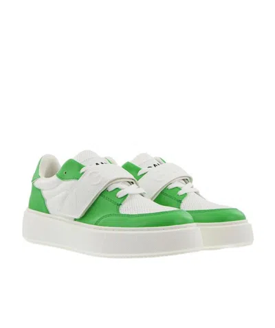 Ganni Logo-embossed Touch-strap Sneakers In White