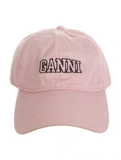 Pre-owned Ganni Logo Embroidered Baseball Cap In Pink