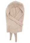 Ganni Logo-embroidered Brushed Wool-blend Balaclava In Neutral