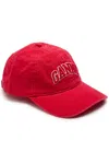 Ganni Washed Cotton Canvas Cap Embroidery