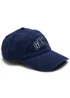 Ganni Blue Baseball Cap With Logo Lettering Embroidery On The Front And Logo Patch On The Rear In Blue
