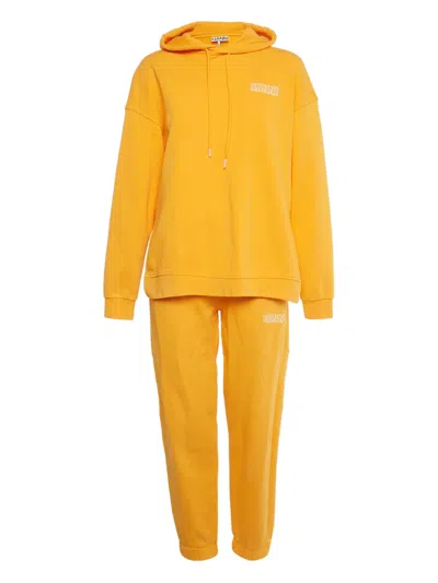 Pre-owned Ganni Logo-embroidered Cotton Tracksuit In Orange