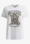 Ganni Basic Jersey Leopard Relaxed T-shirt Leopard In White